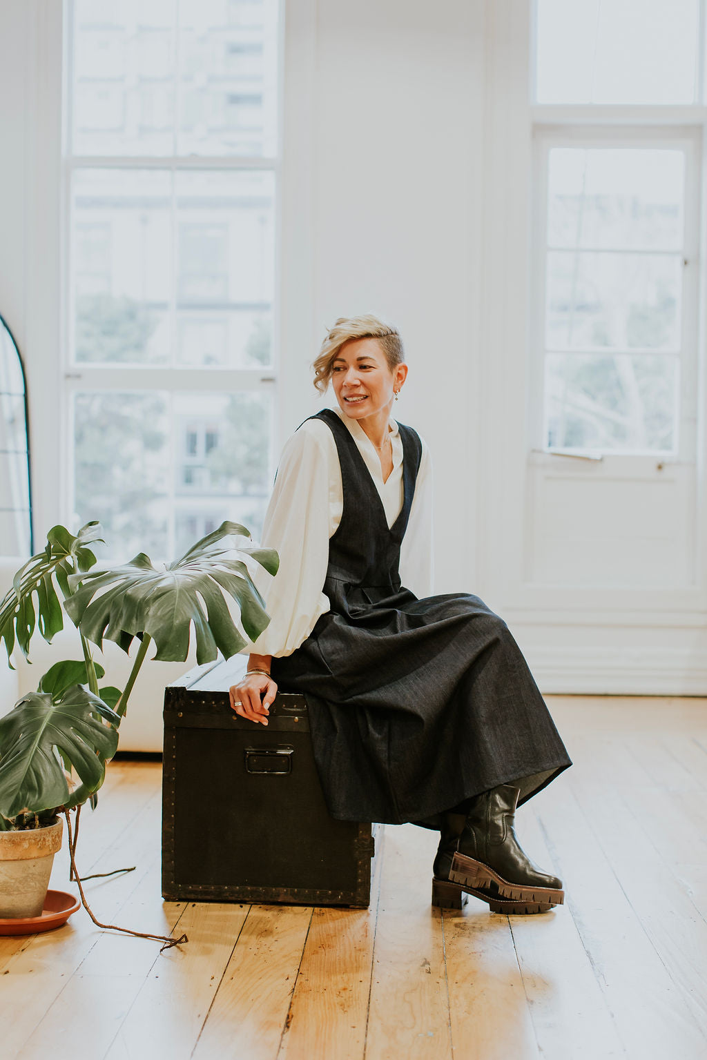 The Pinny - Black Organic Denim