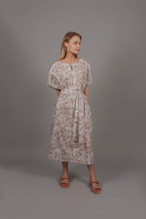 Obi Dress - Pink Moss Cotton