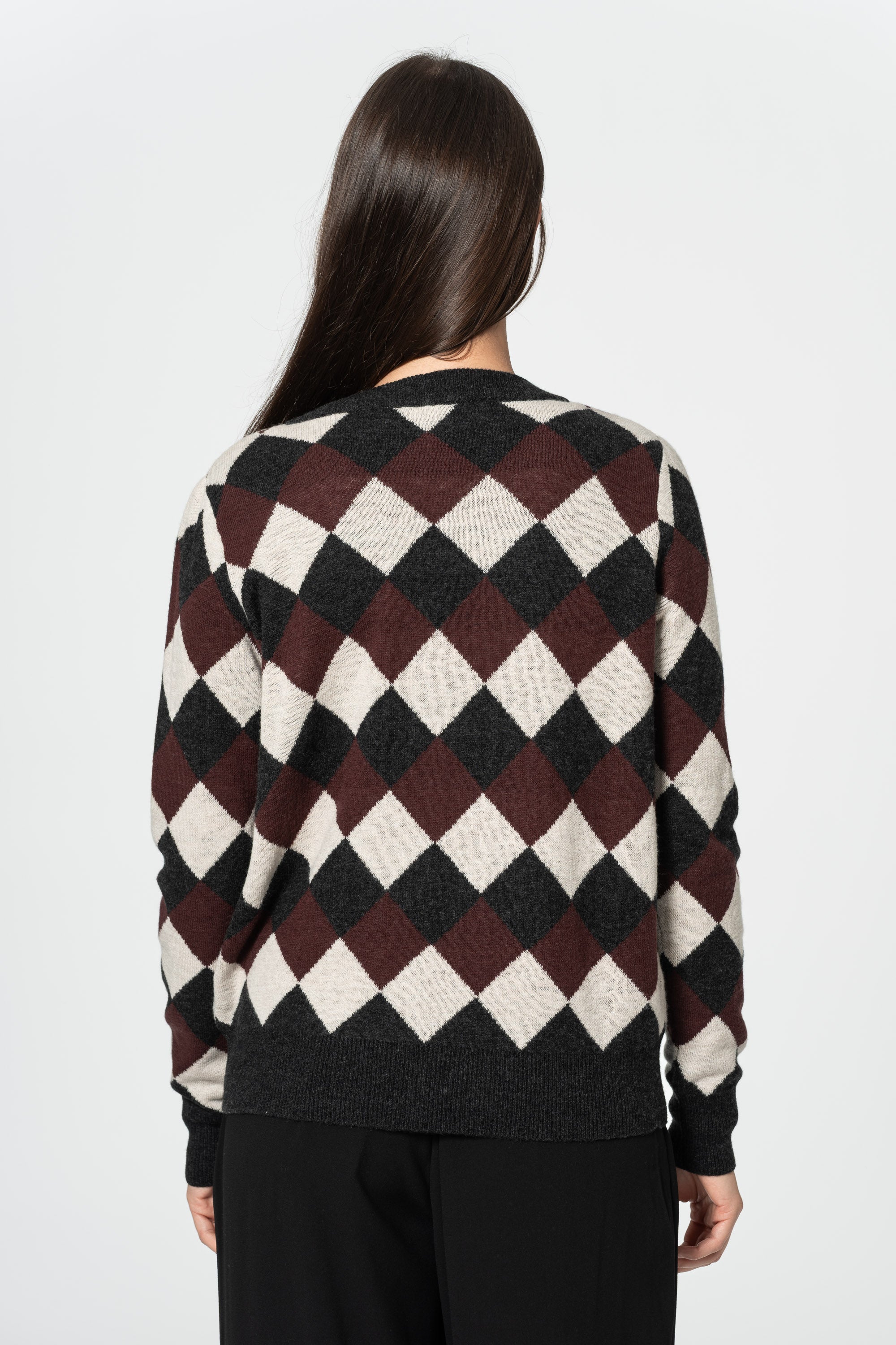 DINADI Merino Checkered Cardigan - Merlot Red – Tonic & Cloth