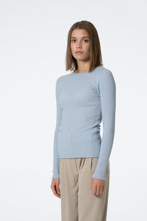 MERINO Fitted Rib Sweater - Blue Mist