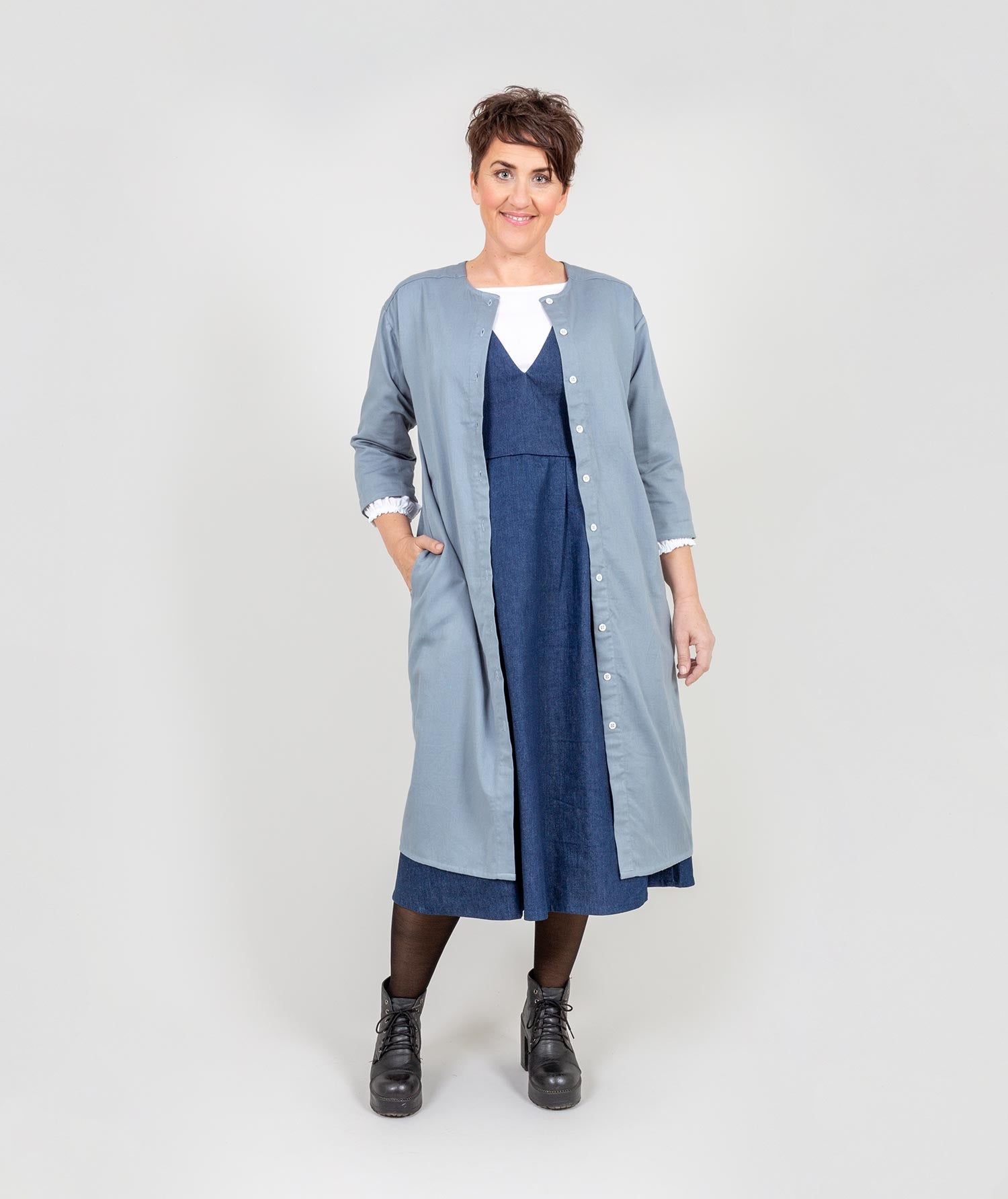 Long Shirt Dress - Grey